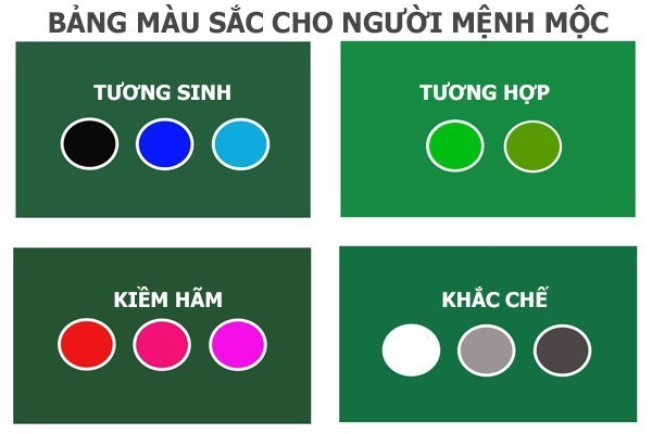 màu sắc phong thuỷ mệnh mộc