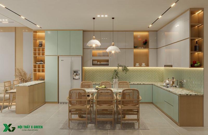 Bếp chữ U phù hợp với không gian lớn 